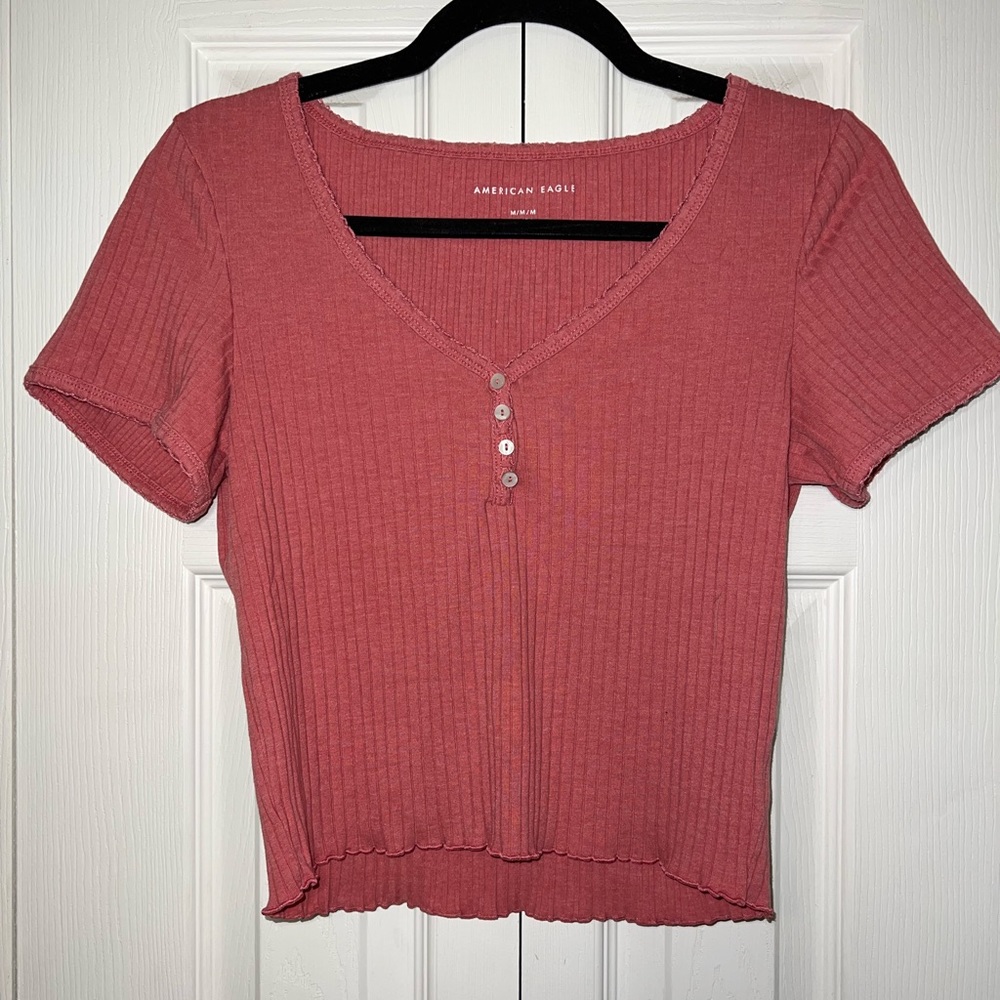 nwot american eagle pink button tee